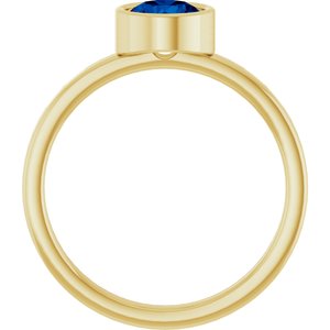 14K Yellow Gold 6 mm Lab-Grown Blue Sapphire Ring