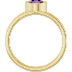 14K Yellow Gold 6 mm Natural Amethyst Ring