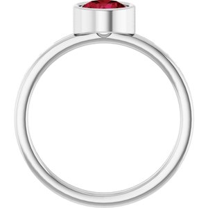 14K White Gold 6 mm Lab-Grown Ruby Ring