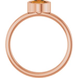 14K Rose Gold 6 mm Natural Citrine Ring