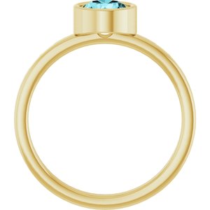 14K Yellow Gold 6 mm Natural Blue Zircon Ring