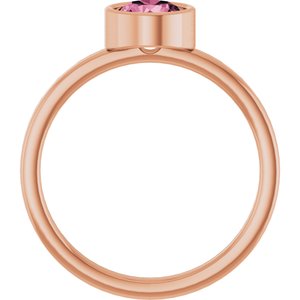 14K Rose Gold 6 mm Natural Pink Tourmaline Ring