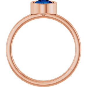 14K Rose Gold 6 mm Lab-Grown Blue Sapphire Ring