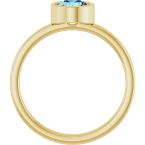 14K Yellow Gold 6 mm Natural Aquamarine Ring
