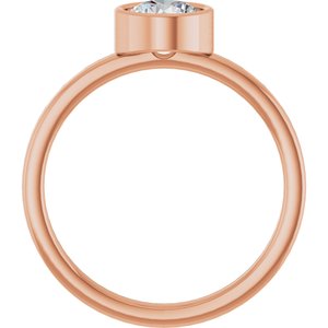 14K Rose Gold 6 mm Natural White Sapphire Ring