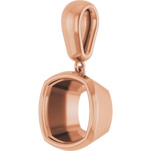 10K Rose Gold 10x10 mm Cushion Charm/Pendant Mounting – image 4