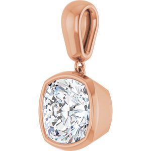 14K Rose Gold 10x10 mm Cushion Charm/Pendant Mounting – image 3