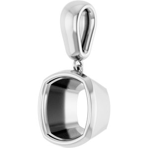 14K White Gold 10x10 mm Cushion Charm/Pendant Mounting – image 4