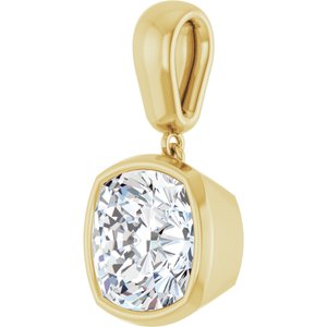 14K Yellow Gold 10x10 mm Cushion Charm/Pendant Mounting – image 3