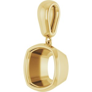 10K Yellow Gold 10x10 mm Cushion Charm/Pendant Mounting – image 4