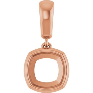 10K Rose Gold 7x7 mm Cushion Charm/Pendant Mounting – image 2