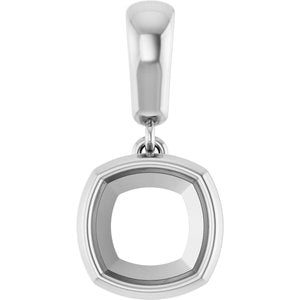 Continuum Sterling Silver 7x7 mm Cushion Charm/Pendant Mounting – image 2