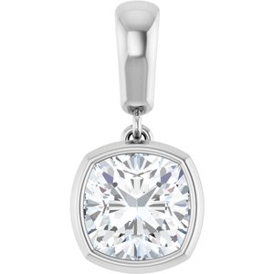 18K White Gold 7x7 mm Cushion Charm/Pendant Mounting