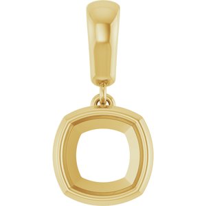 14K Yellow Gold 7x7 mm Cushion Charm/Pendant Mounting – image 2