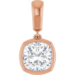 18K Rose Gold 7x7 mm Cushion Charm/Pendant Mounting