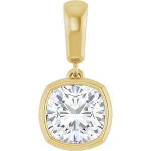 14K Yellow Gold 7x7 mm Cushion Charm/Pendant Mounting