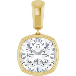 18K Yellow Gold 11x11 mm Cushion Charm/Pendant Mounting