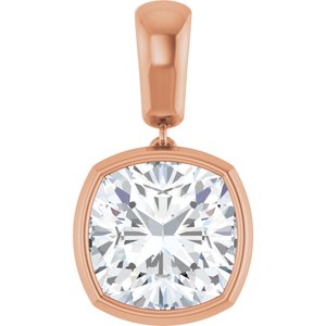10K Rose Gold 11x11 mm Cushion Charm/Pendant Mounting