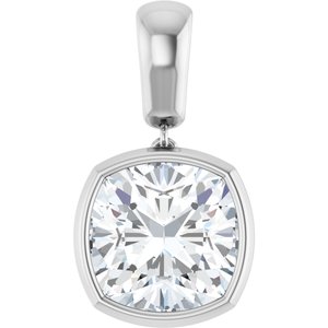 14K White Gold 11x11 mm Cushion Charm/Pendant Mounting