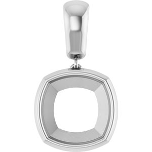 10K White Gold 11x11 mm Cushion Charm/Pendant Mounting – image 2