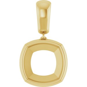 18K Yellow Gold 11x11 mm Cushion Charm/Pendant Mounting – image 2