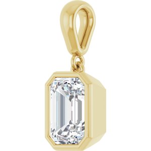 10K Yellow Gold 8x6 mm Emerald Charm/Pendant Mounting – image 3