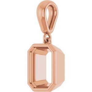 18K Rose Gold 8x6 mm Emerald Charm/Pendant Mounting – image 4