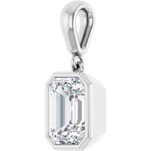 14K White Gold 8x6 mm Emerald Charm/Pendant Mounting – image 3