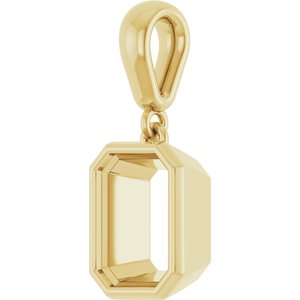 18K Yellow Gold 8x6 mm Emerald Charm/Pendant Mounting – image 4