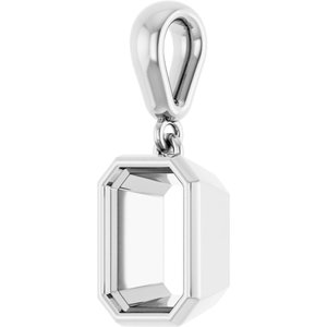 14K X1 White Gold 8x6 mm Emerald Charm/Pendant Mounting – image 4
