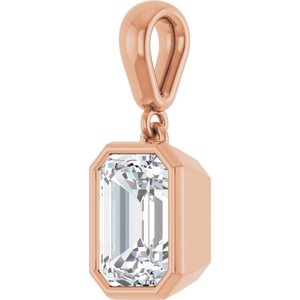 10K Rose Gold 8x6 mm Emerald Charm/Pendant Mounting – image 3