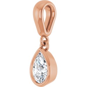 18K Rose Gold 6x4 mm Pear Charm/Pendant Mounting – image 3