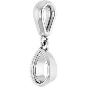 10K White Gold 6x4 mm Pear Charm/Pendant Mounting – image 4