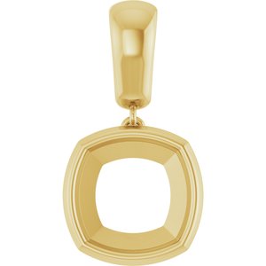 14K Yellow Gold 10x10 mm Cushion Charm/Pendant Mounting – image 2