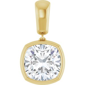 14K Yellow Gold 10x10 mm Cushion Charm/Pendant Mounting