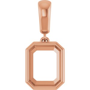 10K Rose Gold 9x7 mm Emerald Charm/Pendant Mounting – image 2