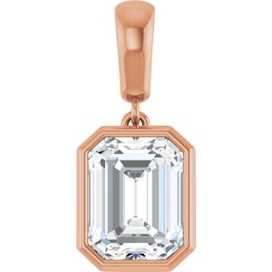 18K Rose Gold 9x7 mm Emerald Charm/Pendant Mounting
