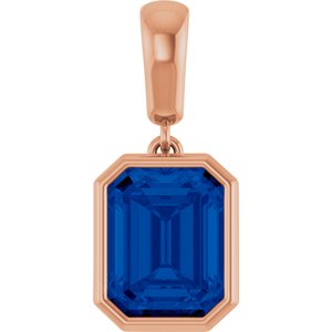 14K Rose Gold Lab-Grown Blue Sapphire Charm/Pendant