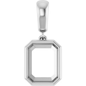 10K White Gold 9x7 mm Emerald Charm/Pendant Mounting – image 2