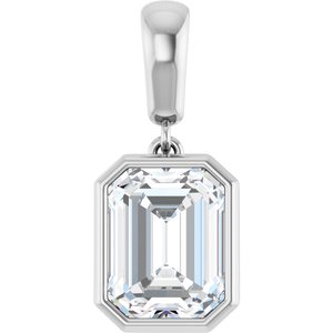 Platinum 9x7 mm Emerald Charm/Pendant Mounting