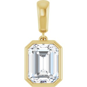 14K Yellow Gold 9x7 mm Emerald Charm/Pendant Mounting