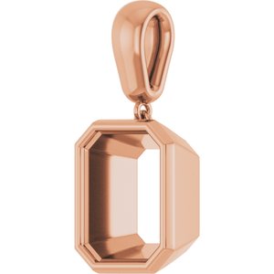 10K Rose Gold 12x10 mm Emerald Charm/Pendant Mounting – image 4