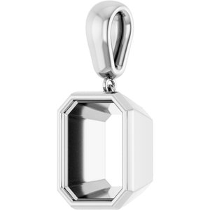 14K White Gold 12x10 mm Emerald Charm/Pendant Mounting – image 4