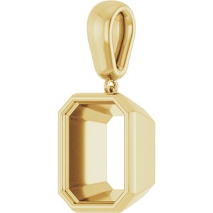 10K Yellow Gold 12x10 mm Emerald Charm/Pendant Mounting – image 4
