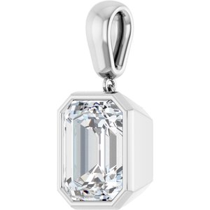 14K White Gold 12x10 mm Emerald Charm/Pendant Mounting – image 3