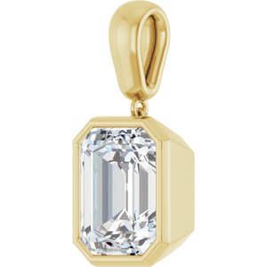 14K Yellow Gold 12x10 mm Emerald Charm/Pendant Mounting – image 3