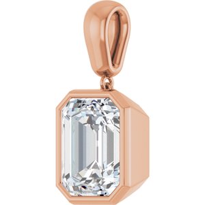 14K Rose Gold 12x10 mm Emerald Charm/Pendant Mounting – image 3