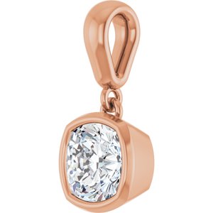 14K Rose Gold 6x6 mm Cushion Charm/Pendant Mounting – image 3