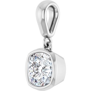 14K X1 White Gold 6x6 mm Cushion Charm/Pendant Mounting – image 3