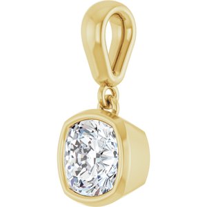 14K Yellow Gold 6x6 mm Cushion Charm/Pendant Mounting – image 3